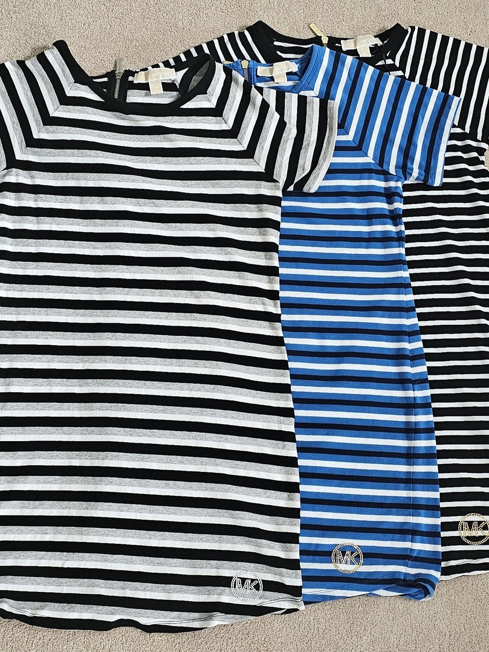 Michael Kors Women's Black & White Striped Tee Dress